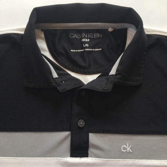 Calvin Klein Men’s Golf/Polo Shirt – Size: L/G – Black & White - Picture 2 of 4